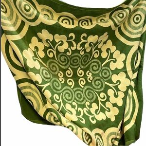 1970s vintage wool blanke throw green/butter yellow